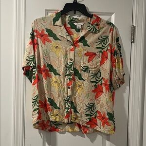 Natural Reflections Tropical Floral Button-Down Shirt